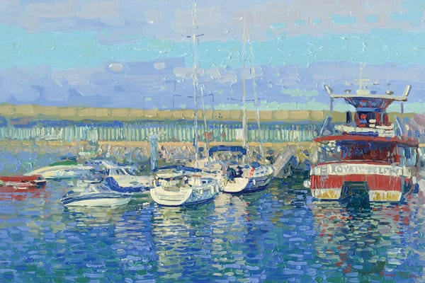 Harbors: Ships In Port Costa Adeje Canary Islands Tenerife Spain by Simon Kozhin