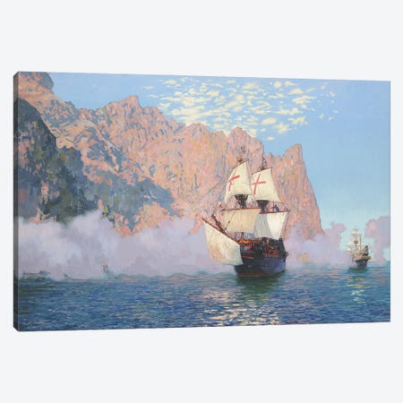 New Albion Sir Francis Drake's Ship Golden Hind Canvas Print #SKZ48} by Simon Kozhin Canvas Art