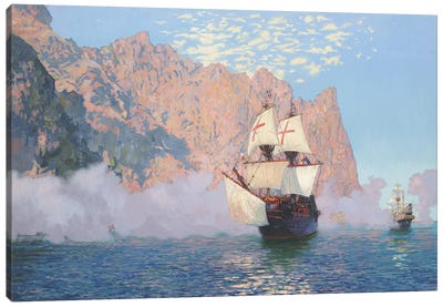 New Albion Sir Francis Drake's Ship Golden Hind Canvas Art Print - Cliff Art