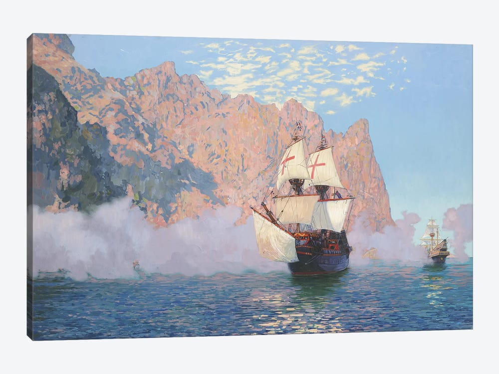 New Albion Sir Francis Drake's Ship Golden Hind by Simon Kozhin 1-piece Canvas Art