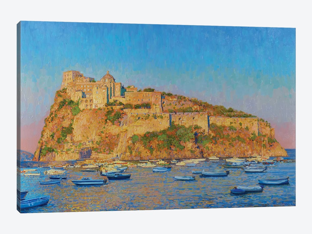 Evening The Aragonese Castle Ischia Italy by Simon Kozhin 1-piece Canvas Artwork