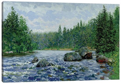 Partly Cloudy Kolvica River Canvas Art Print - Plein Air Paintings