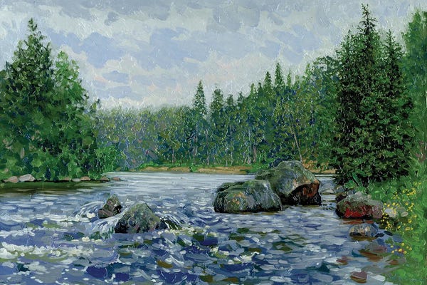 Simon Kozhin: Partly Cloudy Kolvica River by Simon Kozhin