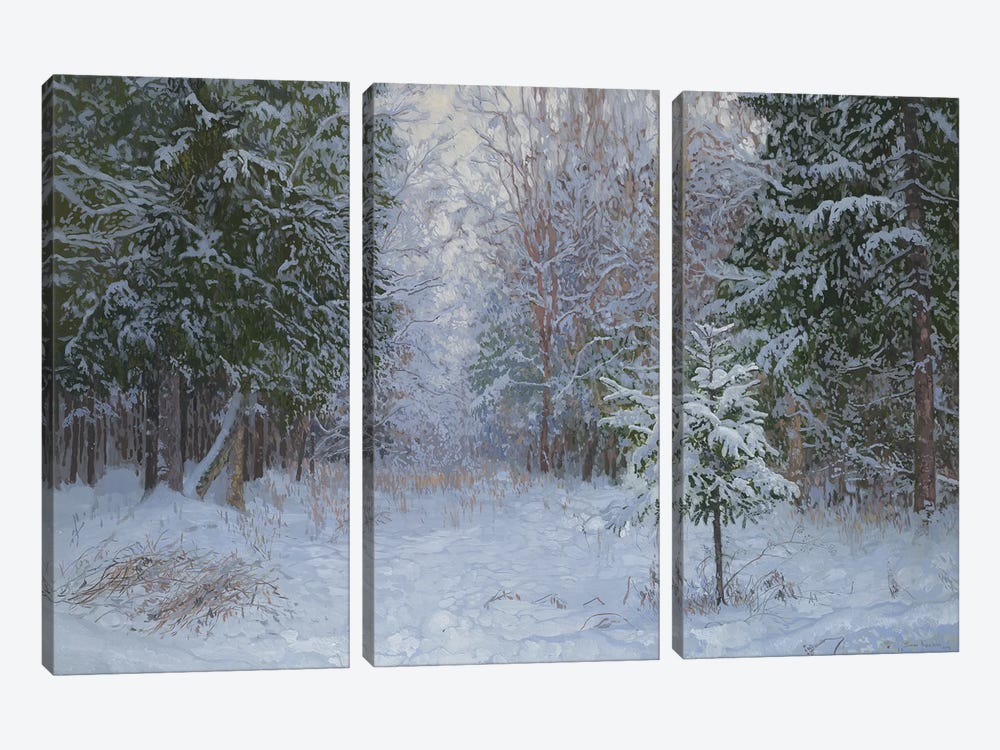 Winter Forest 2008 by Simon Kozhin 3-piece Canvas Print