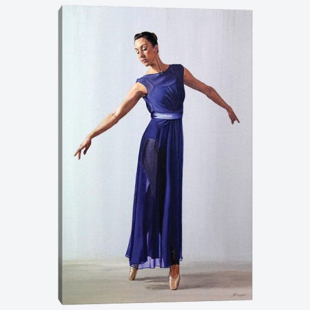 The Blue Dress Canvas Print #SLA25} by Sally Lancaster Art Print