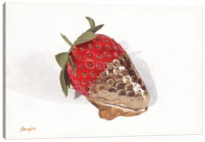 Strawberries Of Gold I Canvas Art Print - Seasonal Glam