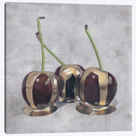 Cherries With Gold I Canvas Print #SLA71} by Sally Lancaster Canvas Print