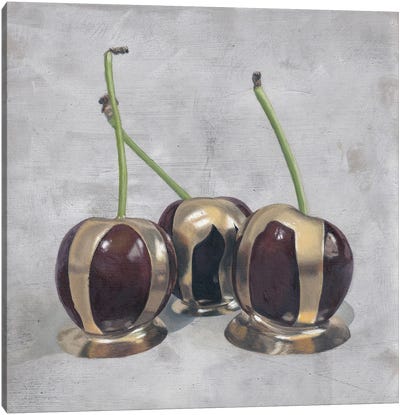 Cherries With Gold I Canvas Art Print - Sally Lancaster