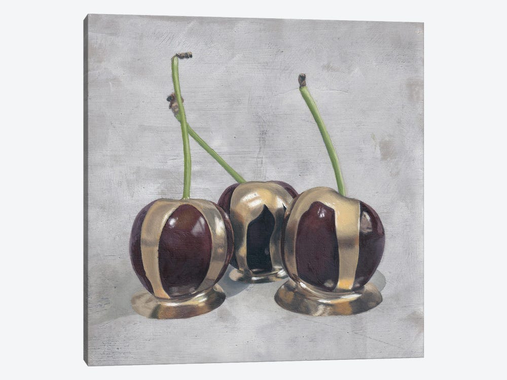 Cherries With Gold I by Sally Lancaster 1-piece Canvas Artwork