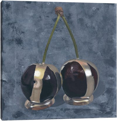 Cherries With Gold II Canvas Art Print - Sally Lancaster
