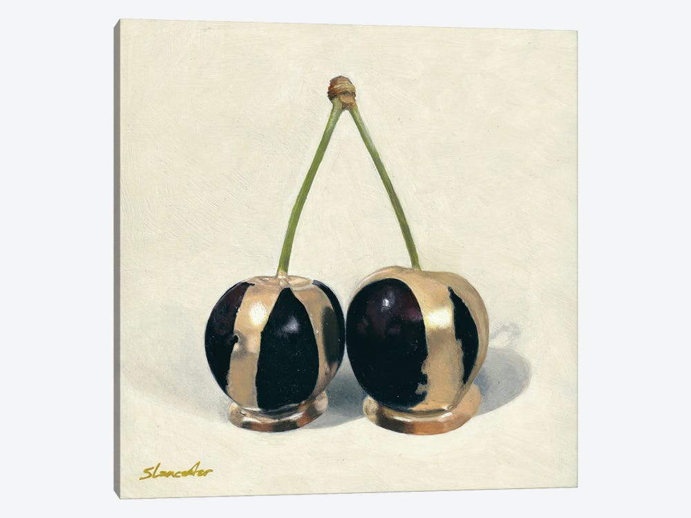 Cherries With Gold III by Sally Lancaster 1-piece Canvas Art