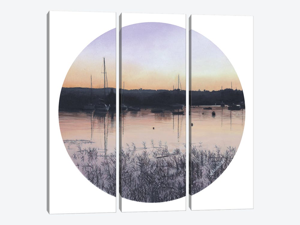 Sunset Across The Exe by Sally Lancaster 3-piece Canvas Art