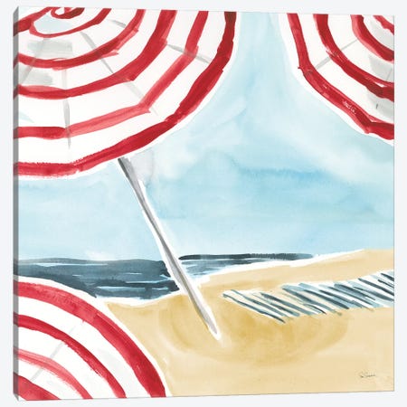 Stripes on the Beach I Canvas Print #SLB109} by Sue Schlabach Canvas Art Print