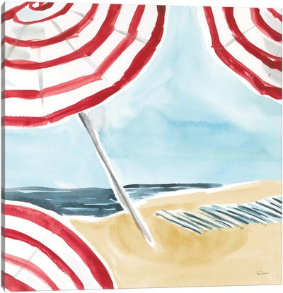 Stripes on the Beach I Canvas Art Print - Sue Schlabach