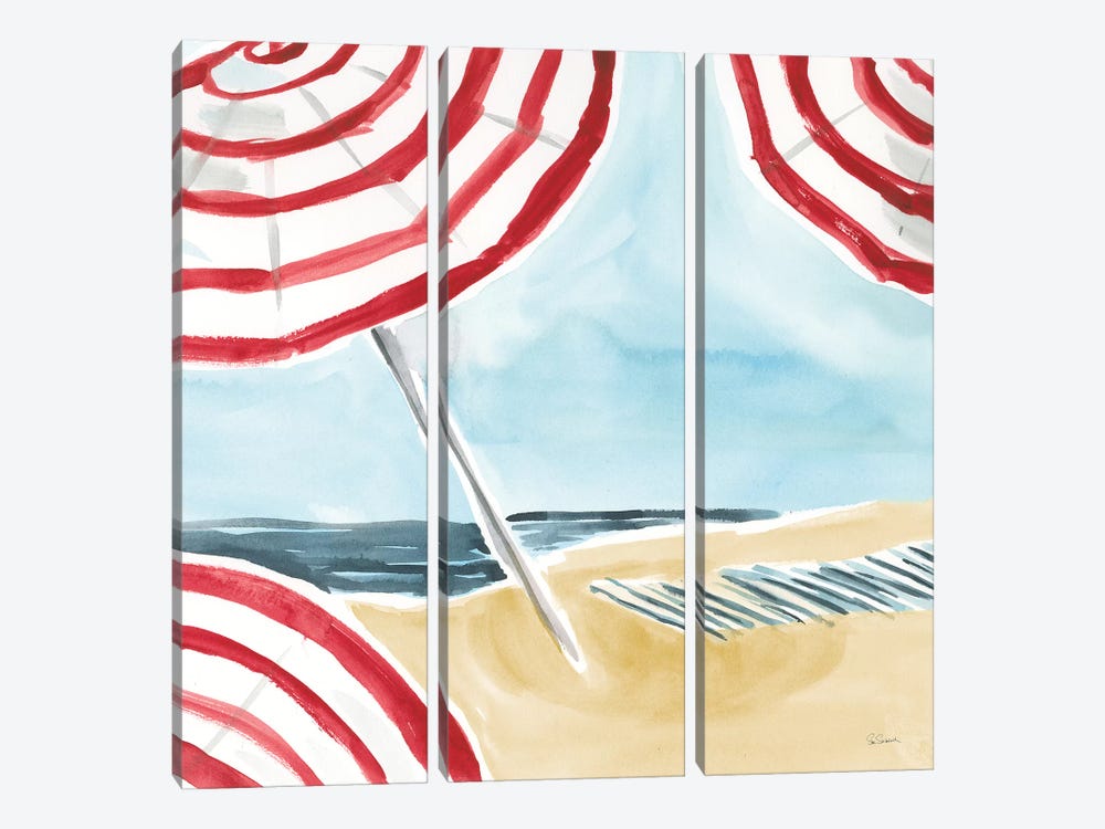 Stripes on the Beach I by Sue Schlabach 3-piece Canvas Print