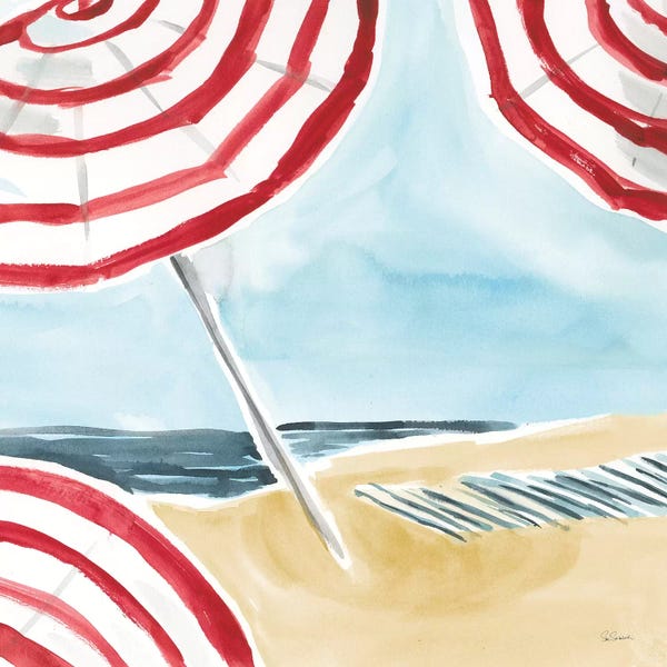 Umbrellas: Stripes on the Beach I by Sue Schlabach