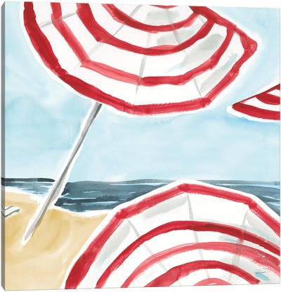 Stripes on the Beach II Canvas Art Print - Sue Schlabach