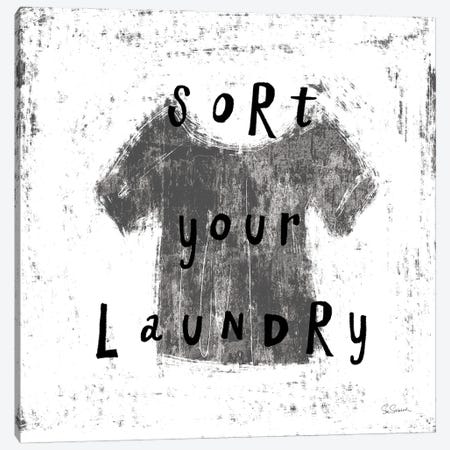 Laundry Rules III In Black & White Canvas Print #SLB133} by Sue Schlabach Canvas Wall Art