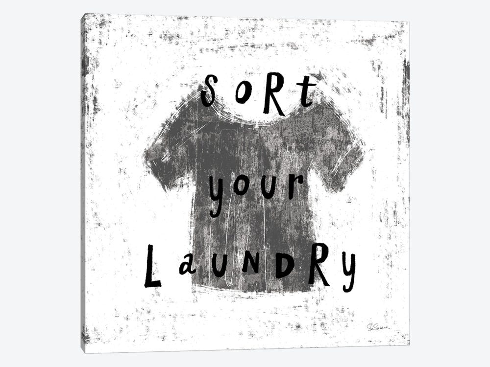 Laundry Rules III In Black & White by Sue Schlabach 1-piece Canvas Wall Art
