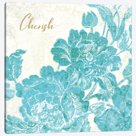 Toile Roses V Teal Cherish Canvas Print #SLB16} by Sue Schlabach Art Print
