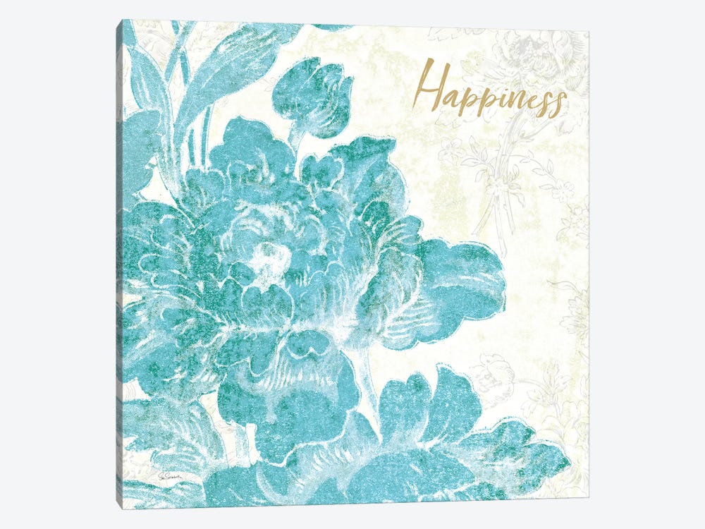 Toile Roses VI Teal Happiness by Sue Schlabach 1-piece Canvas Artwork