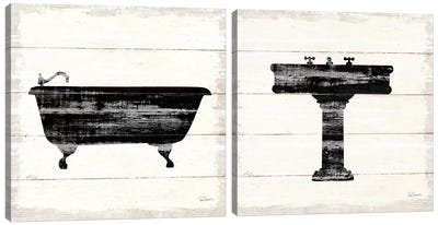 Shiplap Bath Diptych I Canvas Art Print - Sue Schlabach