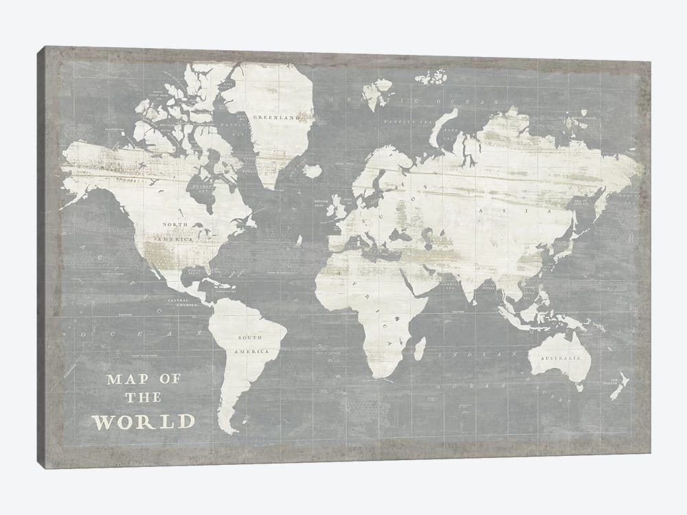 Slate World Map by Sue Schlabach 1-piece Canvas Artwork