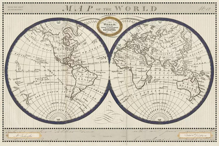 Torkingtons World Map with Indigo