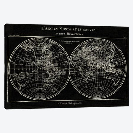 Map of the World Black Canvas Print #SLB5} by Sue Schlabach Canvas Art Print