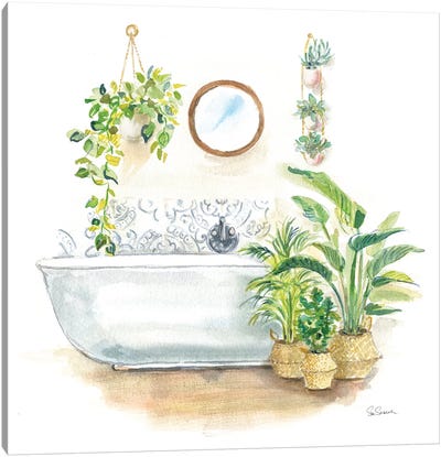 Greenery Bath II Canvas Art Print - Sue Schlabach