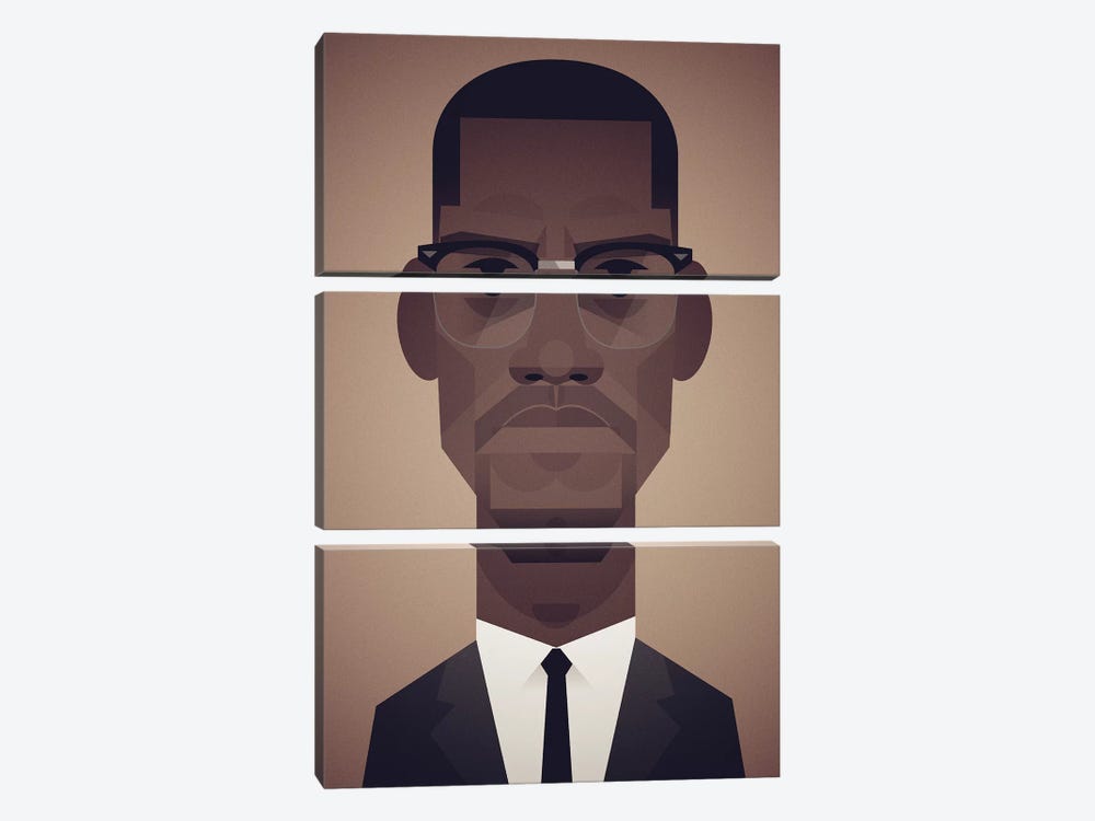 Malcolm X by Stanley Chow 3-piece Canvas Art