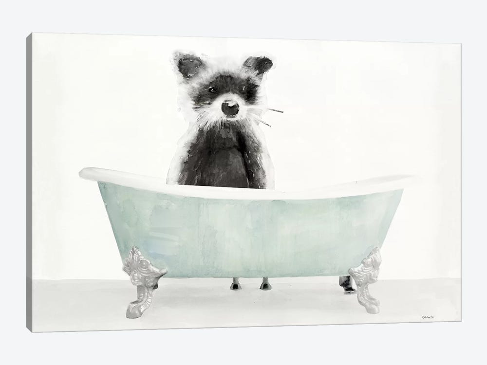 Vintage Tub with Racoon by Stellar Design Studio 1-piece Canvas Wall Art