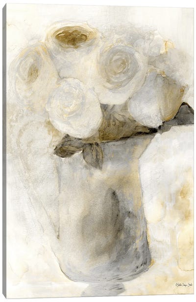 Vintage Vase with White Flowers Canvas Art Print - Stellar Design Studio
