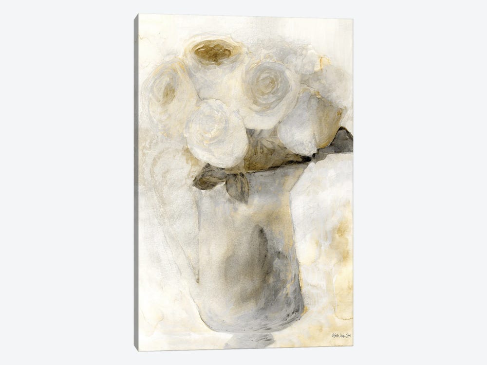 Vintage Vase with White Flowers by Stellar Design Studio 1-piece Canvas Print