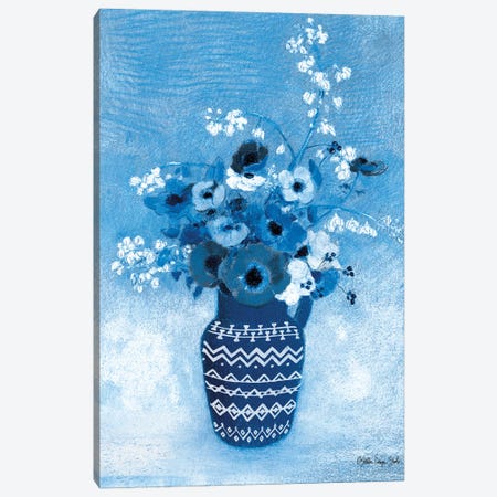 Moody Blue Floral Canvas Print #SLD277} by Stellar Design Studio Canvas Wall Art