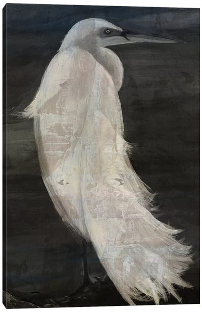 Textured Egret II Canvas Art Print - Egret Art