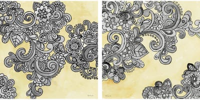 Yellow Gray Pattern Diptych