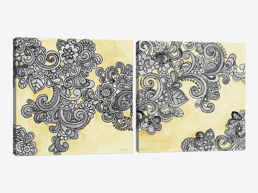 Yellow Gray Pattern Diptych by Stellar Design Studio 2-piece Canvas Wall Art