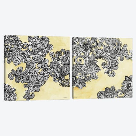 Yellow Gray Pattern Diptych Canvas Print Set #SLD2HSET002} by Stellar Design Studio Canvas Art Print