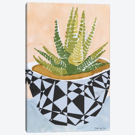 Geo Vase With Succulent Canvas Print #SLD305} by Stellar Design Studio Canvas Art
