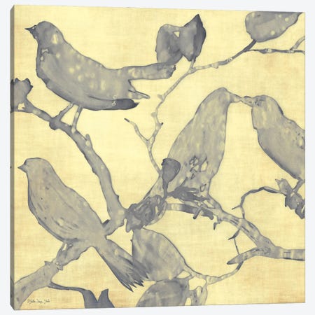 Yellow Gray Birds I Canvas Print #SLD373} by Stellar Design Studio Canvas Wall Art