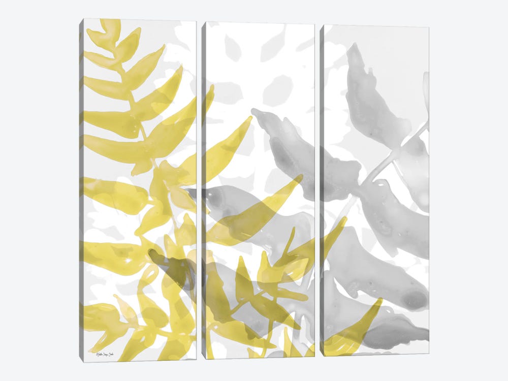 Yellow Gray Leaves II by Stellar Design Studio 3-piece Canvas Wall Art