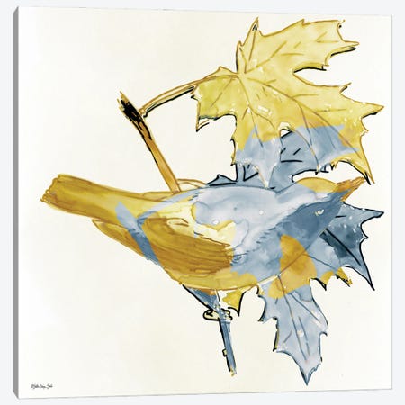 Blue And Gold Bird Canvas Print #SLD465} by Stellar Design Studio Art Print