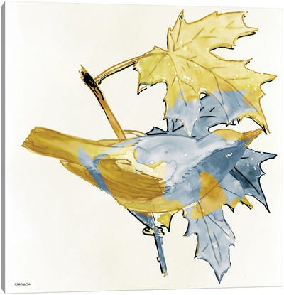 Blue And Gold Bird Canvas Art Print - Stellar Design Studio