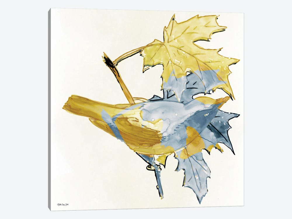 Blue And Gold Bird by Stellar Design Studio 1-piece Canvas Print
