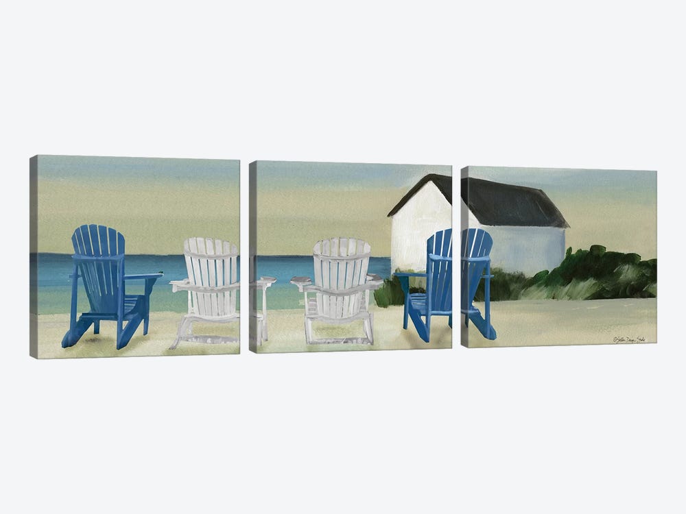 Beach Chairs Panorama by Stellar Design Studio 3-piece Canvas Artwork