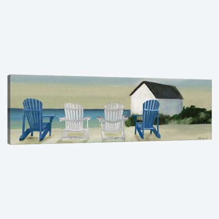 Beach Chairs Panorama Canvas Print #SLD46} by Stellar Design Studio Canvas Artwork