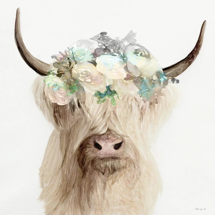 Floral Highland Cow