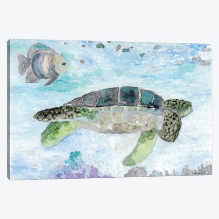 Swimming Sea Turtle Canvas Print #SLD68} by Stellar Design Studio Art Print