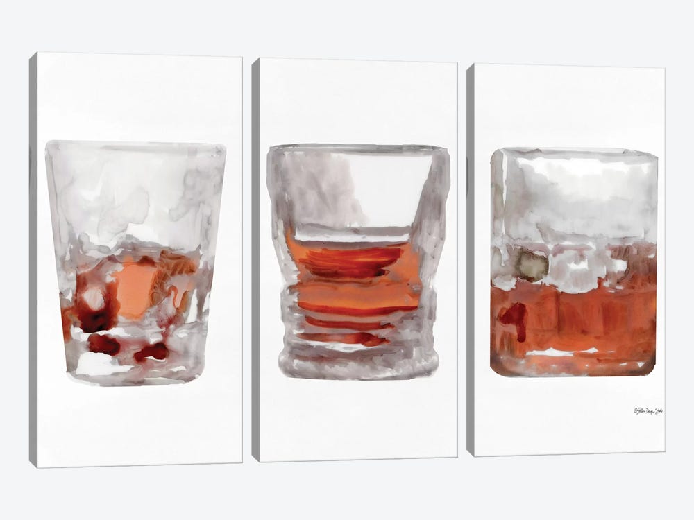 Bourbon Glasses I by Stellar Design Studio 3-piece Canvas Art